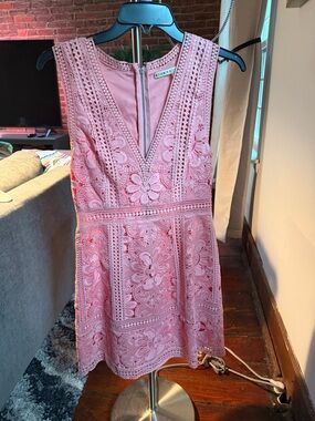 Alice + Olivia Rose Pink Lace Floral Mini Dress